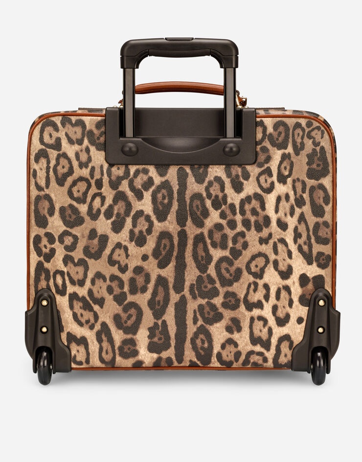 Small pet carrier bag in leopard-print Crespo with branded plate - 4