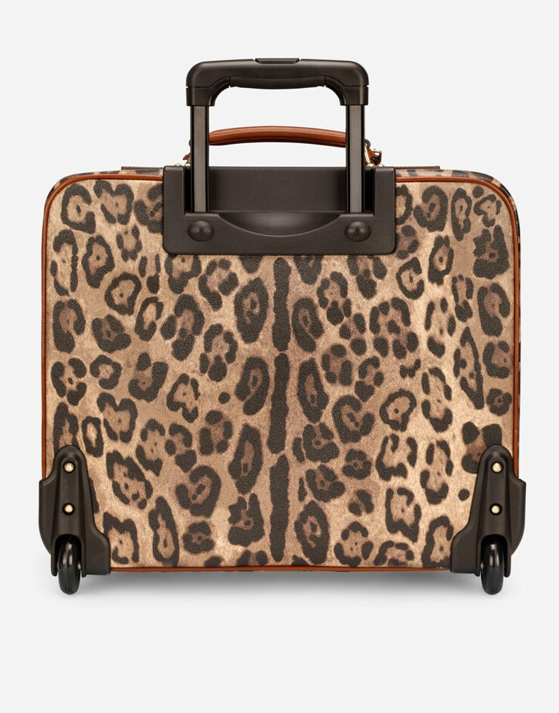 Small pet carrier bag in leopard-print Crespo with branded plate 4