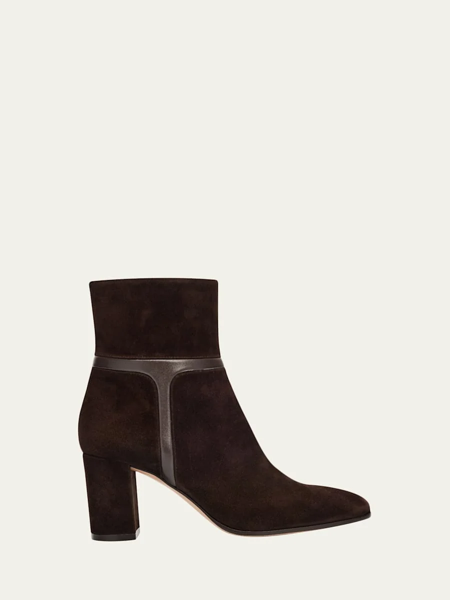 70mm Suede and Leather Ankle Boots - 1