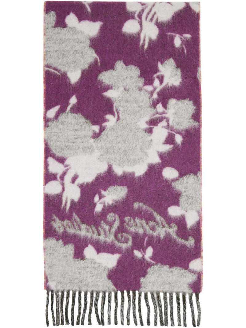 Acne Studios White & Purple Fringed Wool Scarf outlook