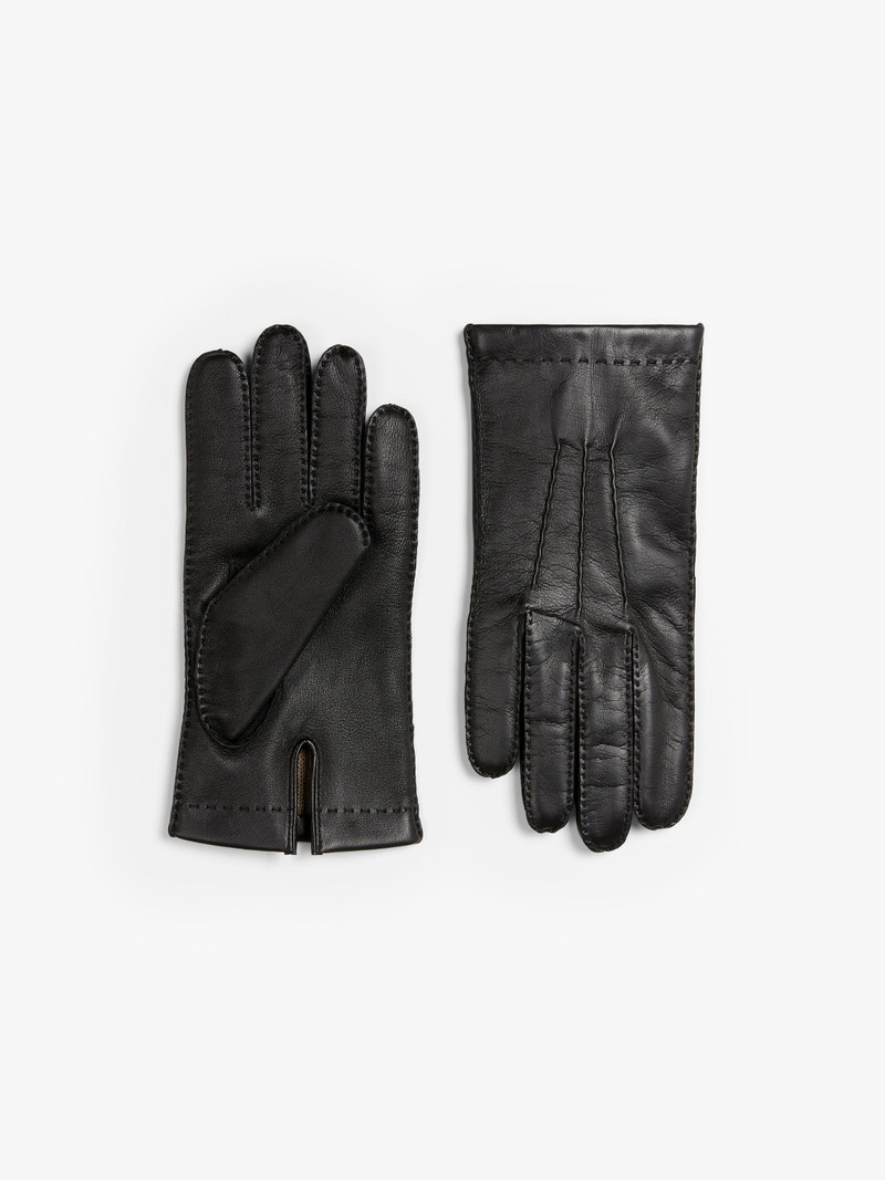 BLACK HAIRSHEEP LEATHER CASHMERE LINED GLOVES 1