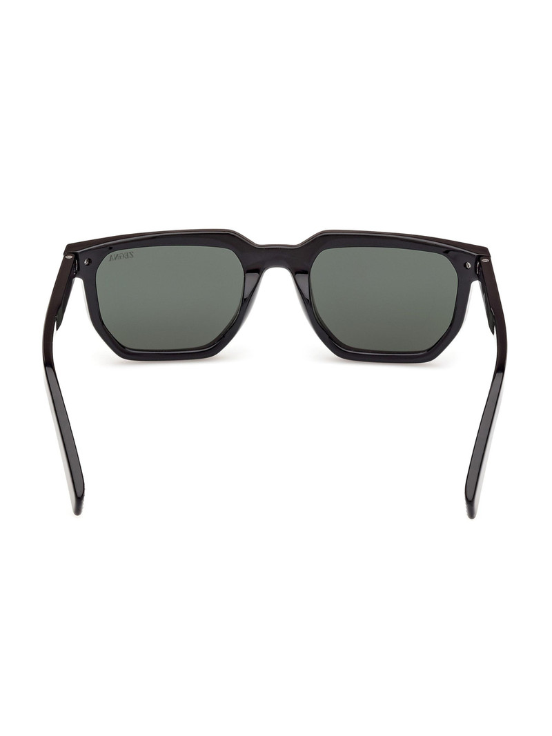 Men's 54MM Rectangular Sunglasses - Shiny Black Green 6