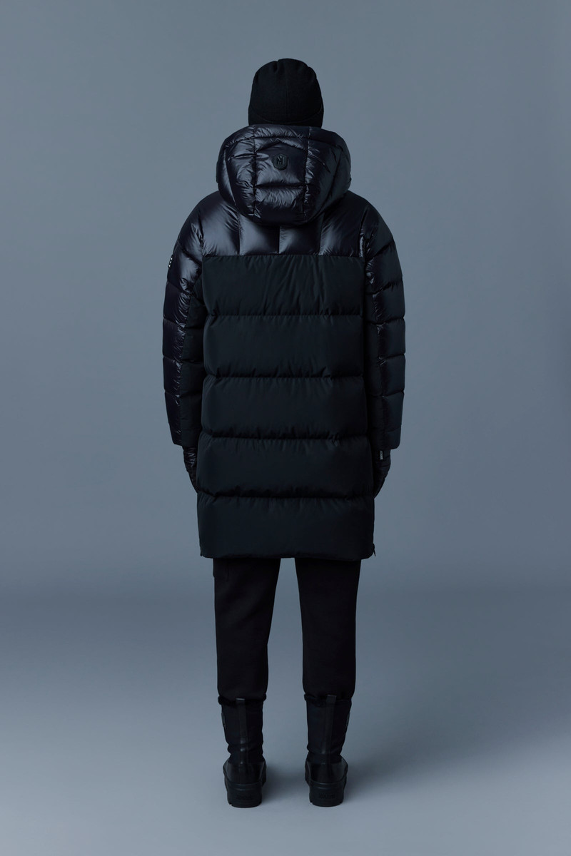 KAZUYA mixed-media down coat with hood 4