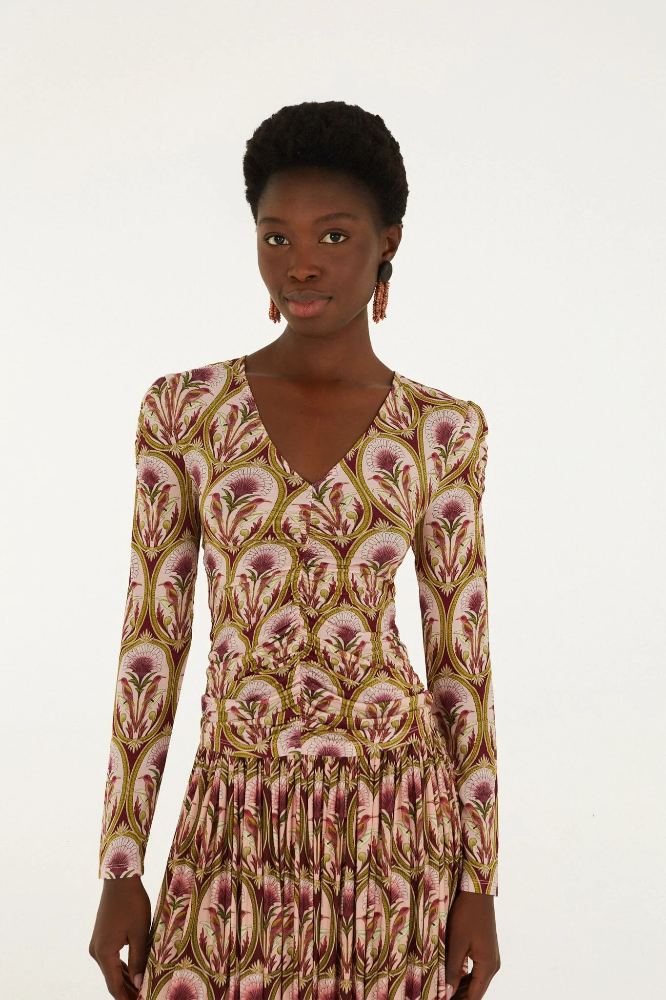Garden Medal Jersey Long Sleeve Blouse - 1
