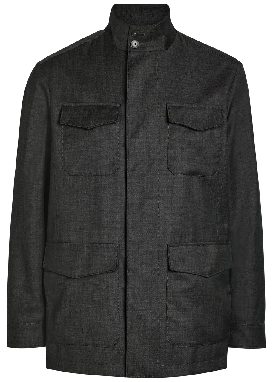 Canali Funnel-neck Wool Jacket - 1