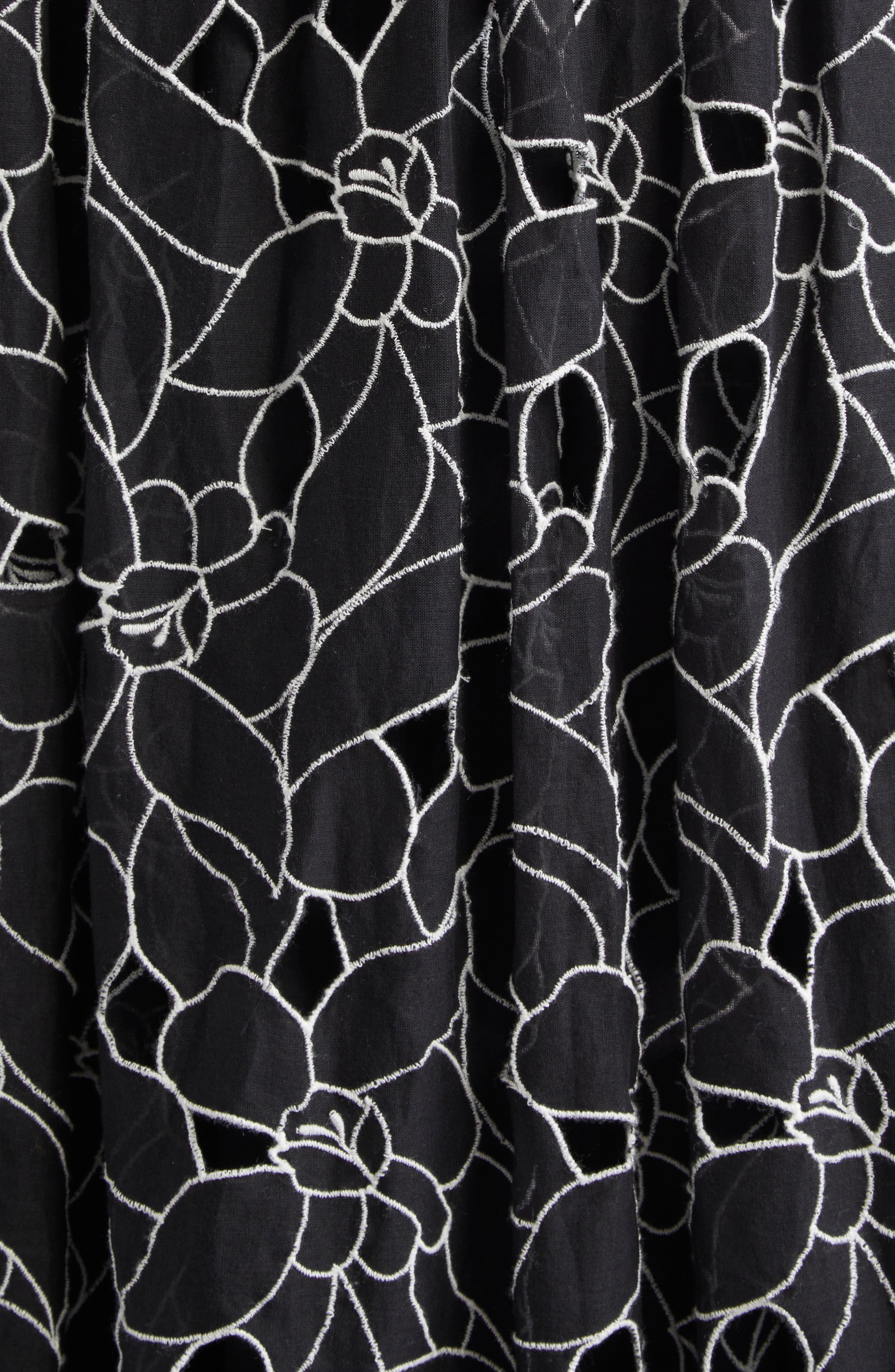 Ulla Johnson Marina Floral Embroidery Cotton Sundress in Noir at Nordstrom - 6