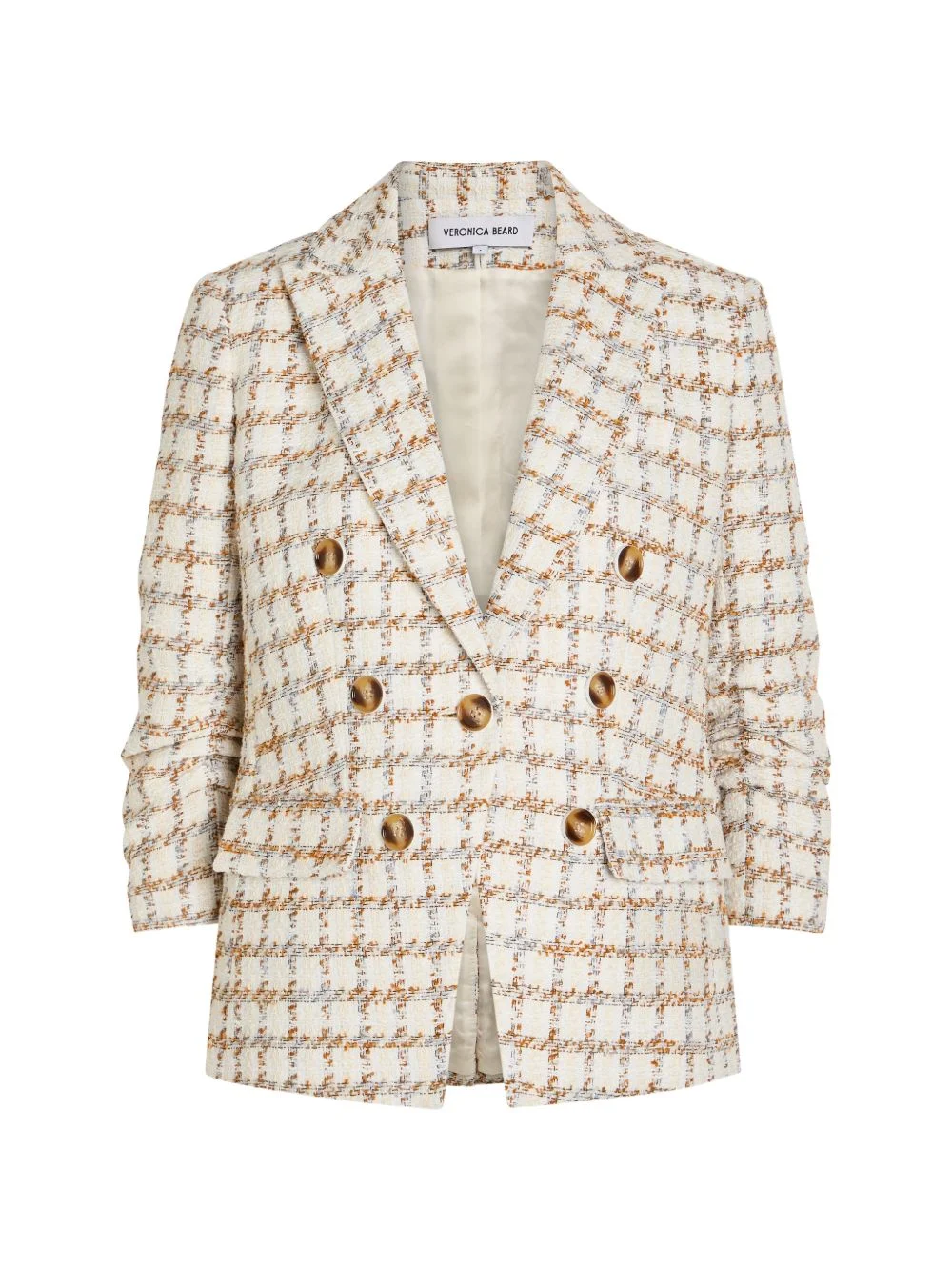 checked double-breasted tweed jacket - 1