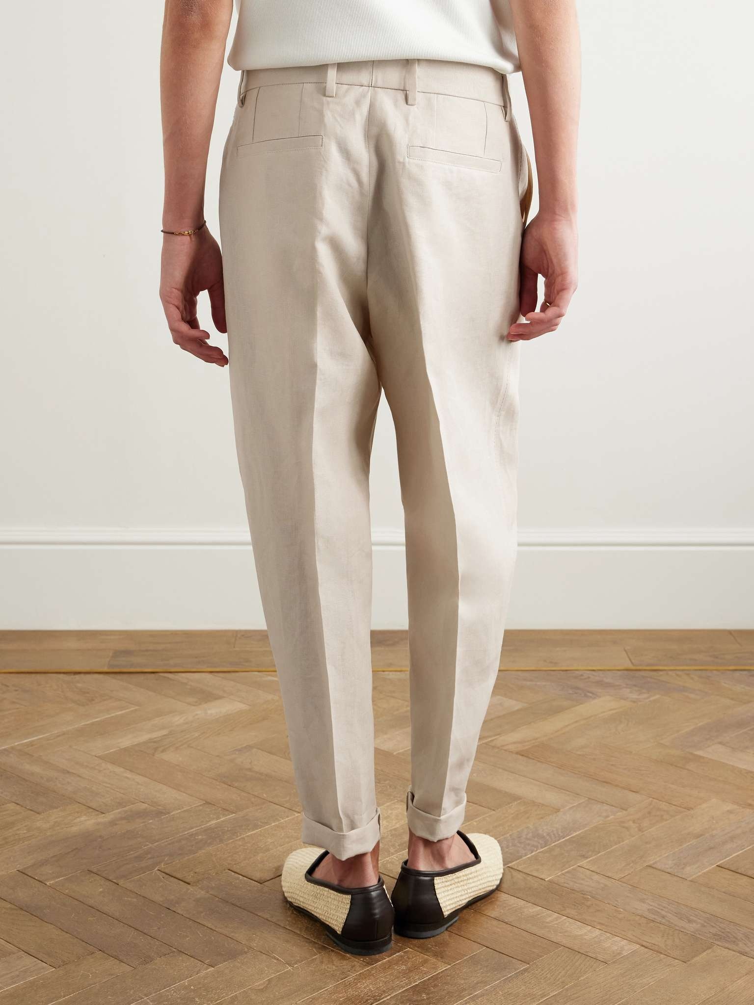 Straight-Leg Pleated Linen Trousers - 4