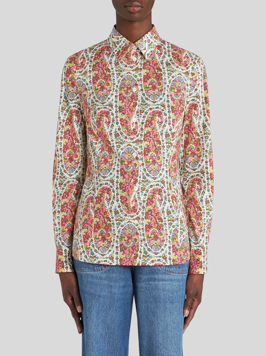 FLORAL PAISLEY WAIST FITTED SHIRT - 2