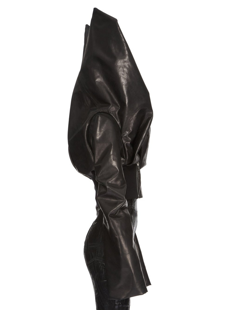 Flight high-neck asymmetric leather jacket 6