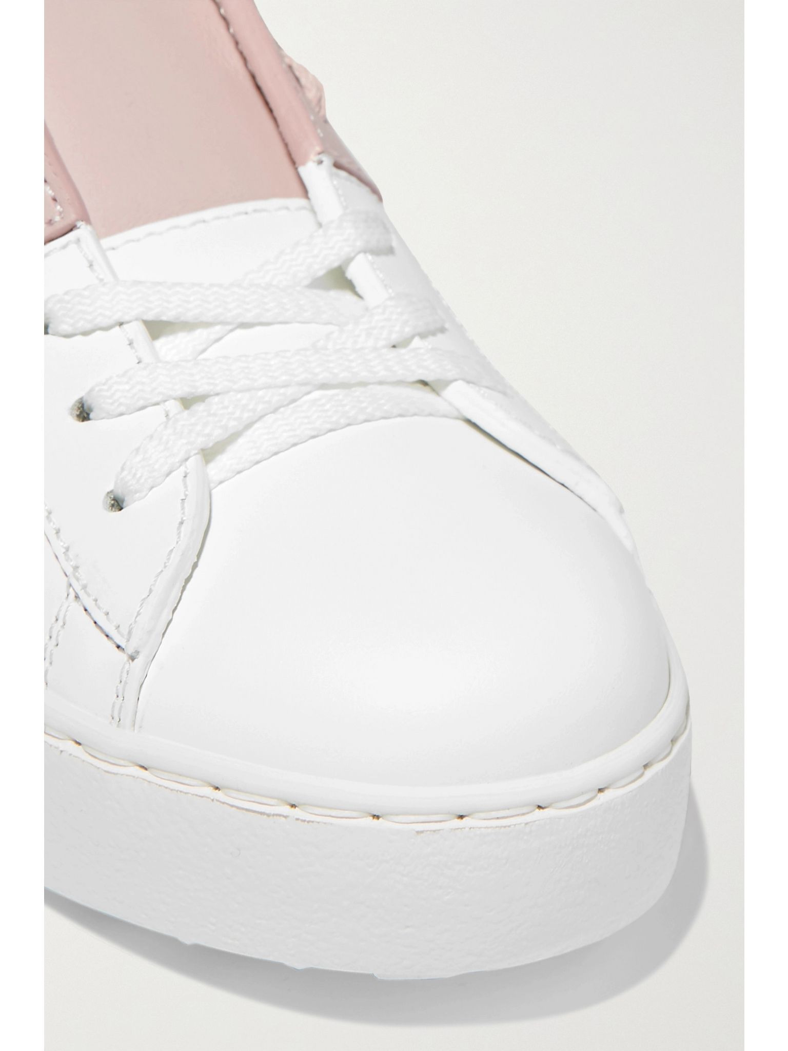 Open two-tone leather sneakers Pastel pink - 4