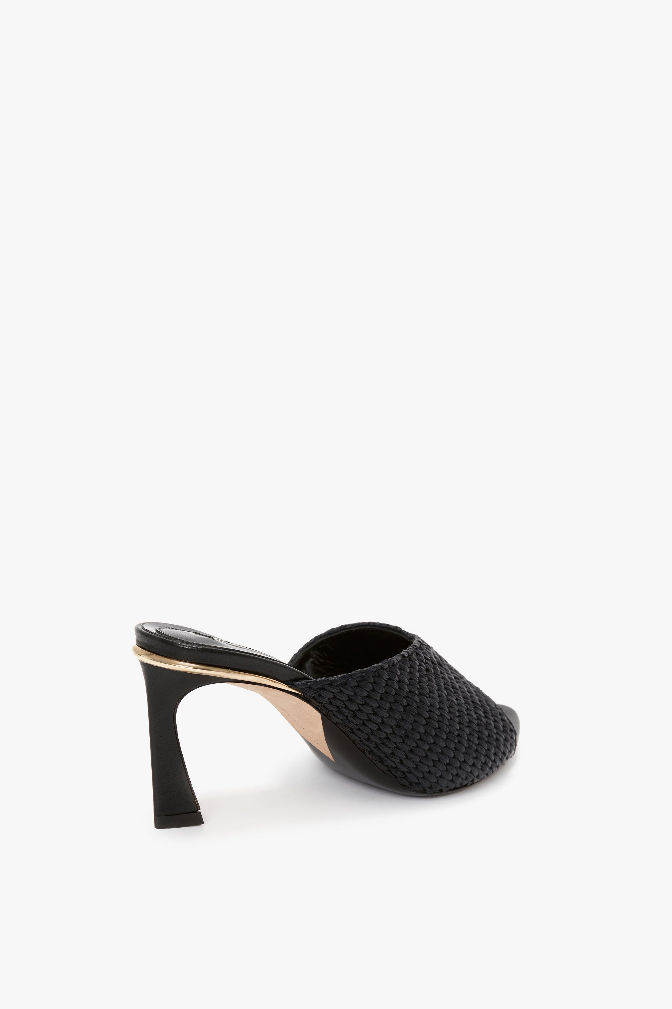 V Cut Mule In Black Raffia - 3