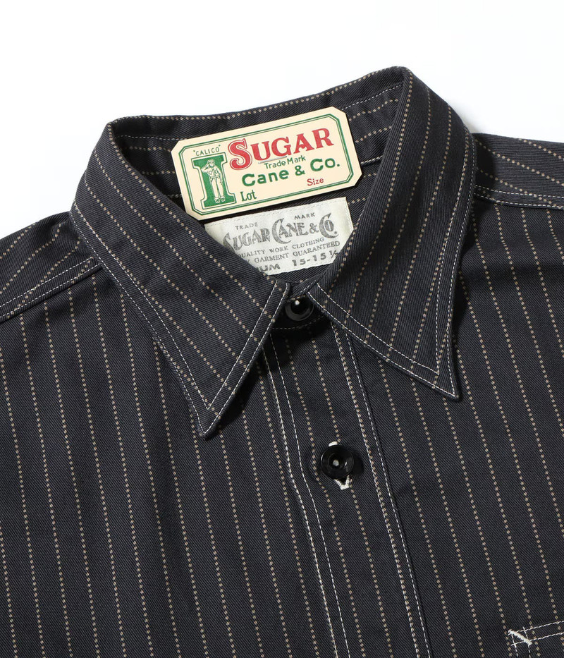 SUGAR CANE SC29585 Fiction Romance 8.5oz Black Wabash Stripe Work Shirt outlook