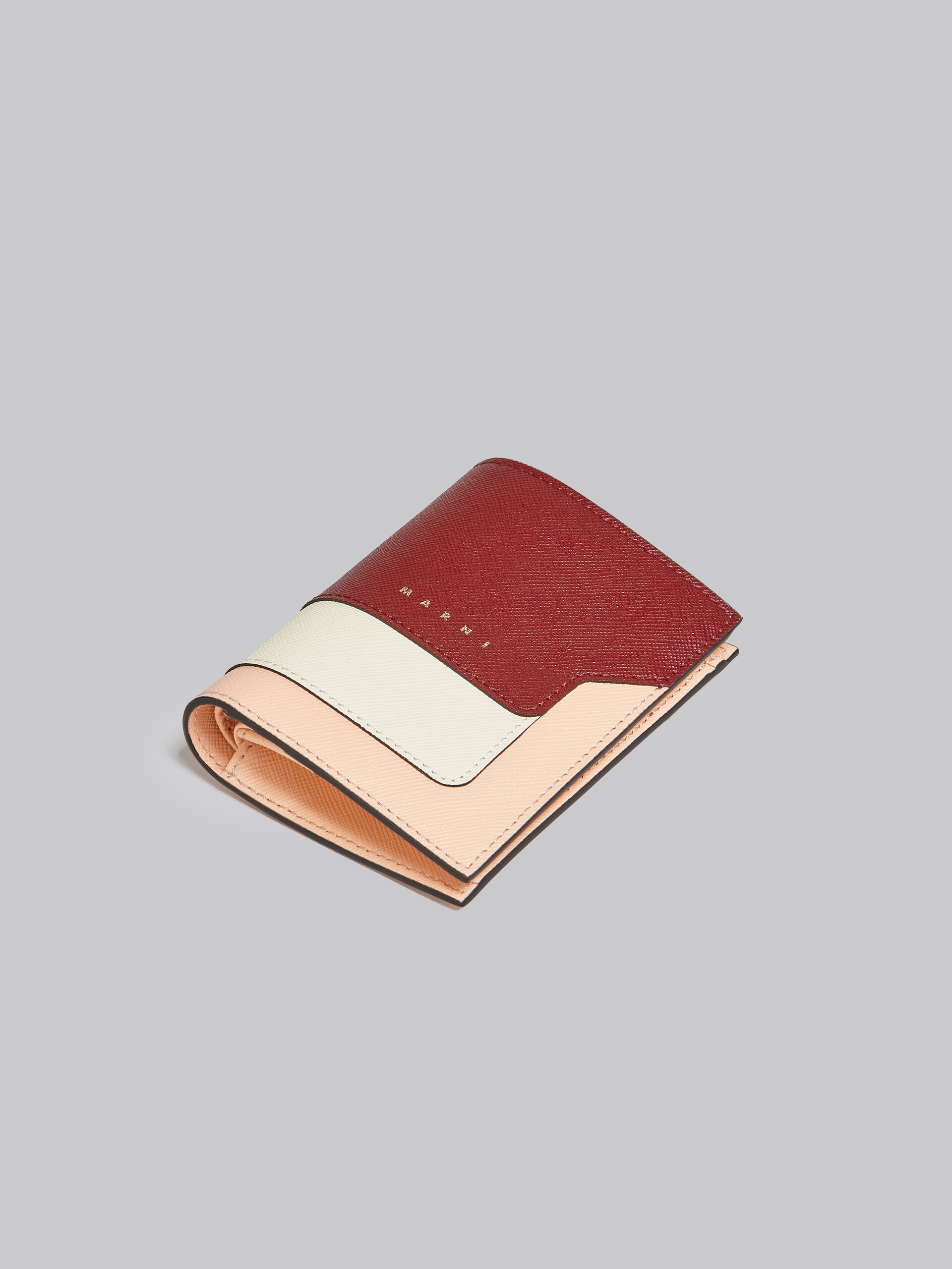 RED WHITE AND PINK SAFFIANO LEATHER BI-FOLD WALLET - 5