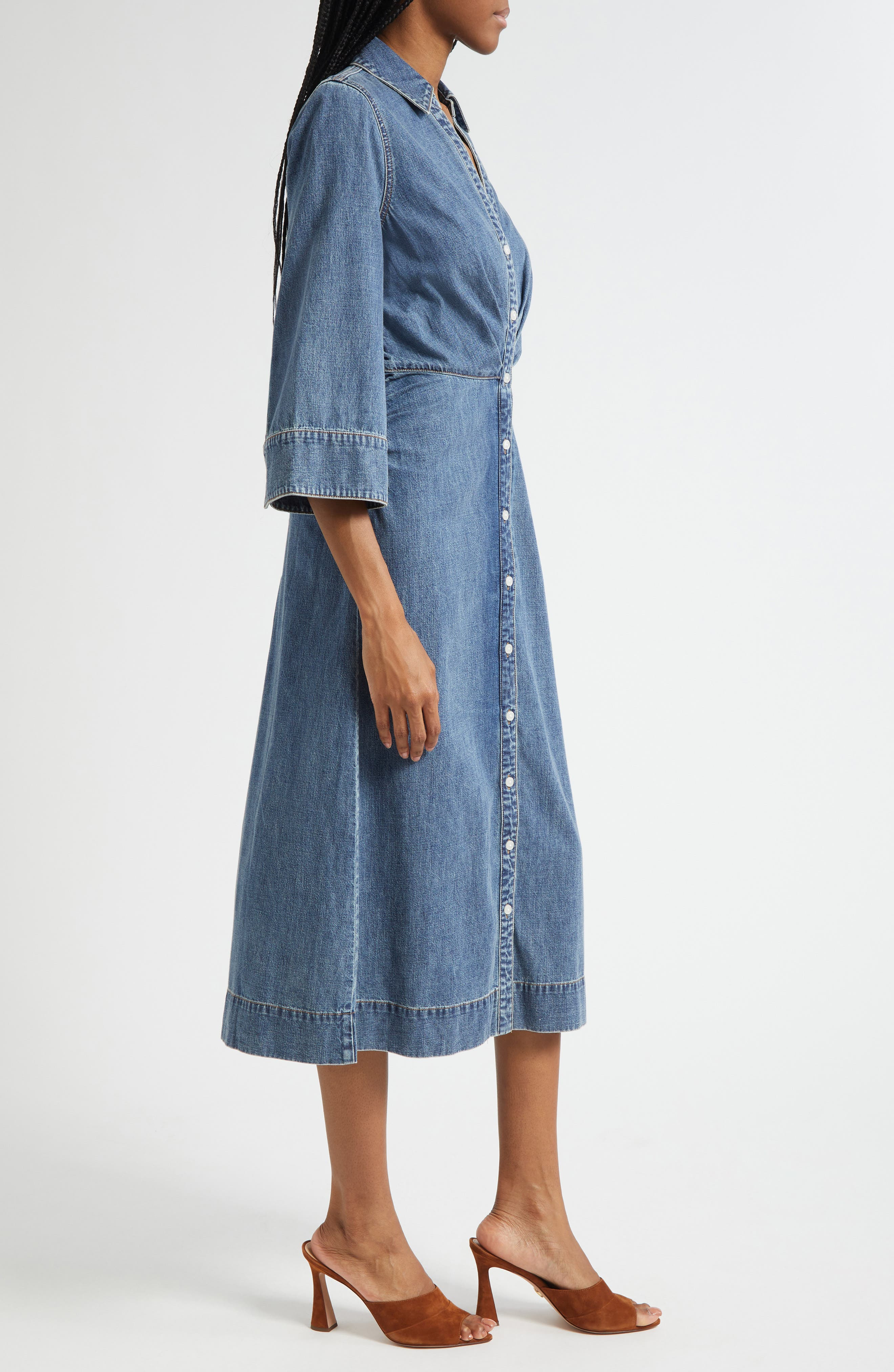 Veronica Beard Haydon Denim Shirtdress in Rebel Blue at Nordstrom - 3
