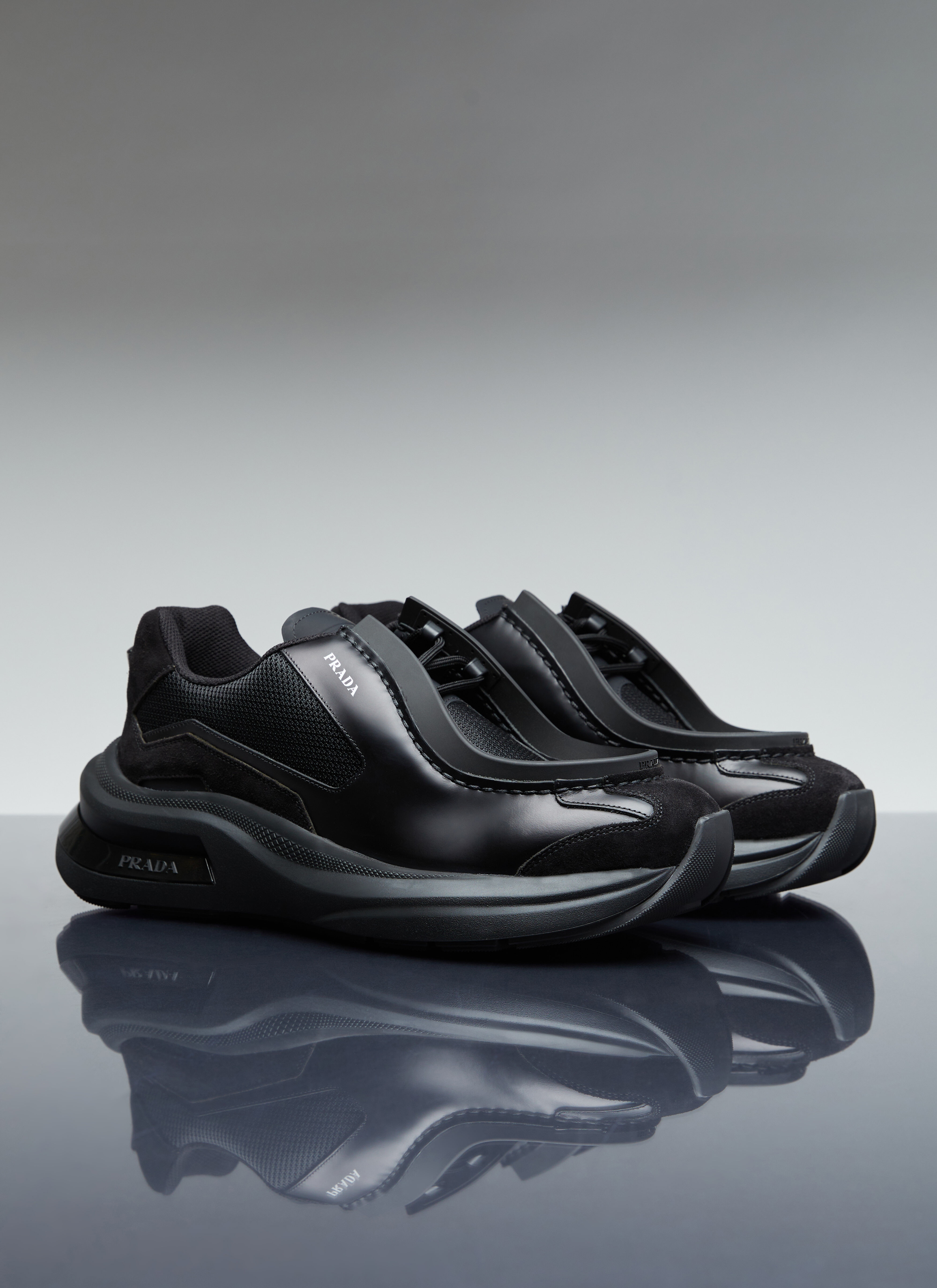 Prada Systeme Brushed Leather Sneakers | lncc | REVERSIBLE