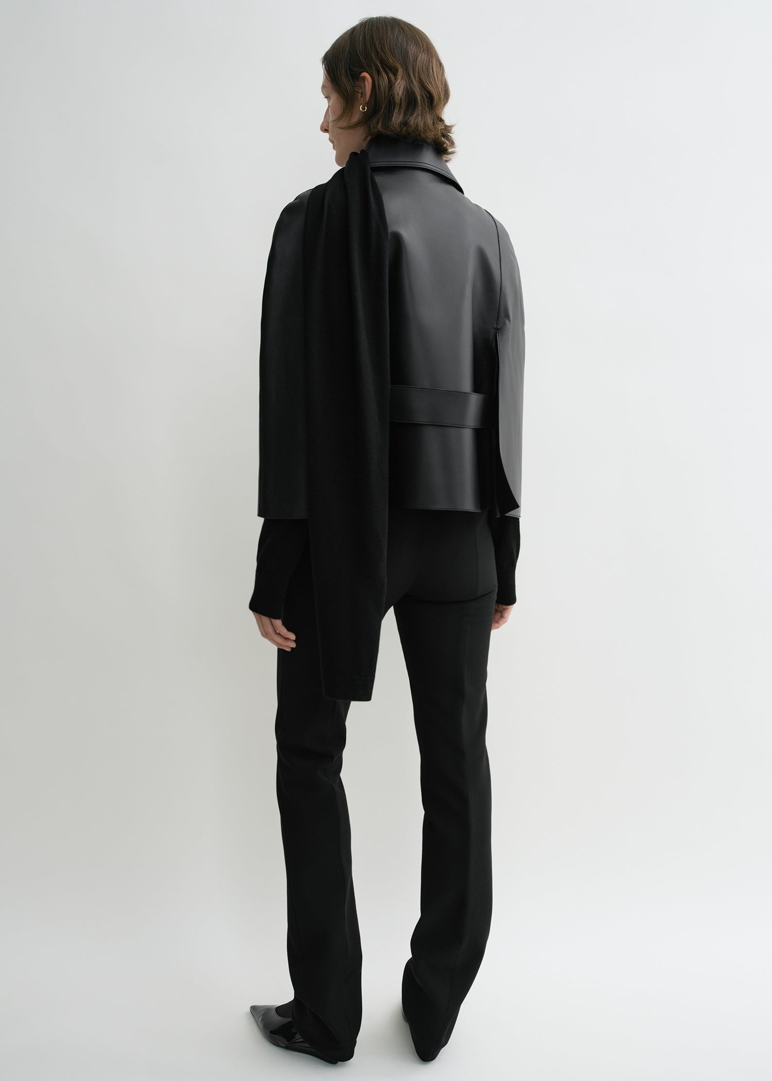 Double leather cape black - 4
