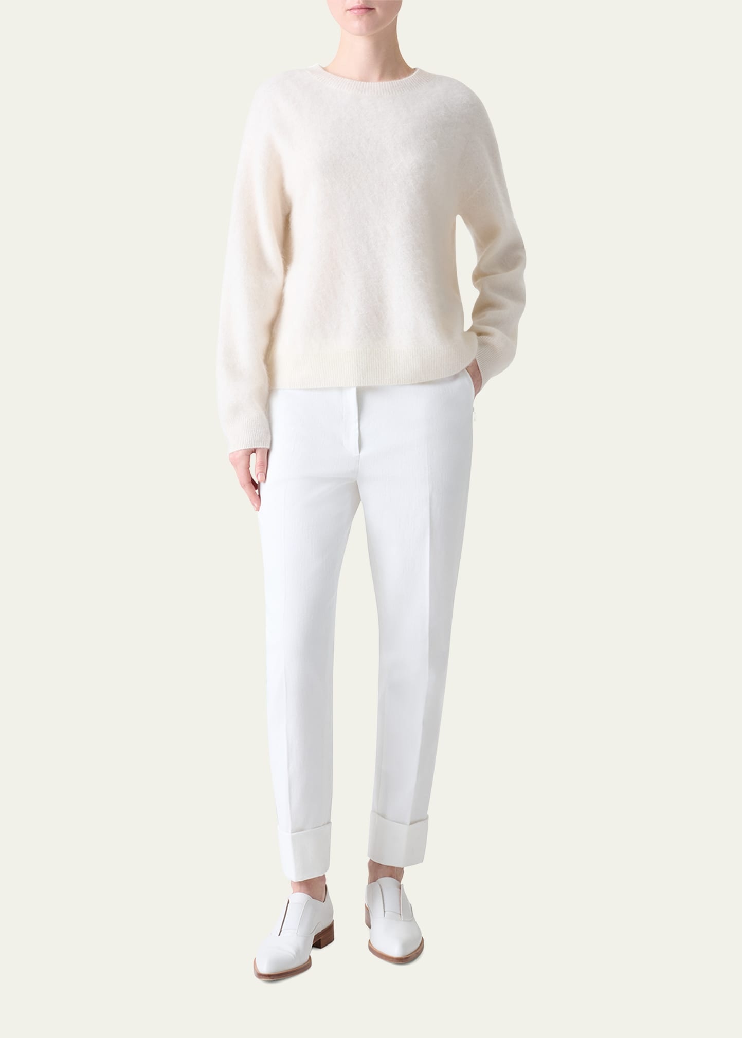 Brushed Cashmere Crewneck Sweater - 2