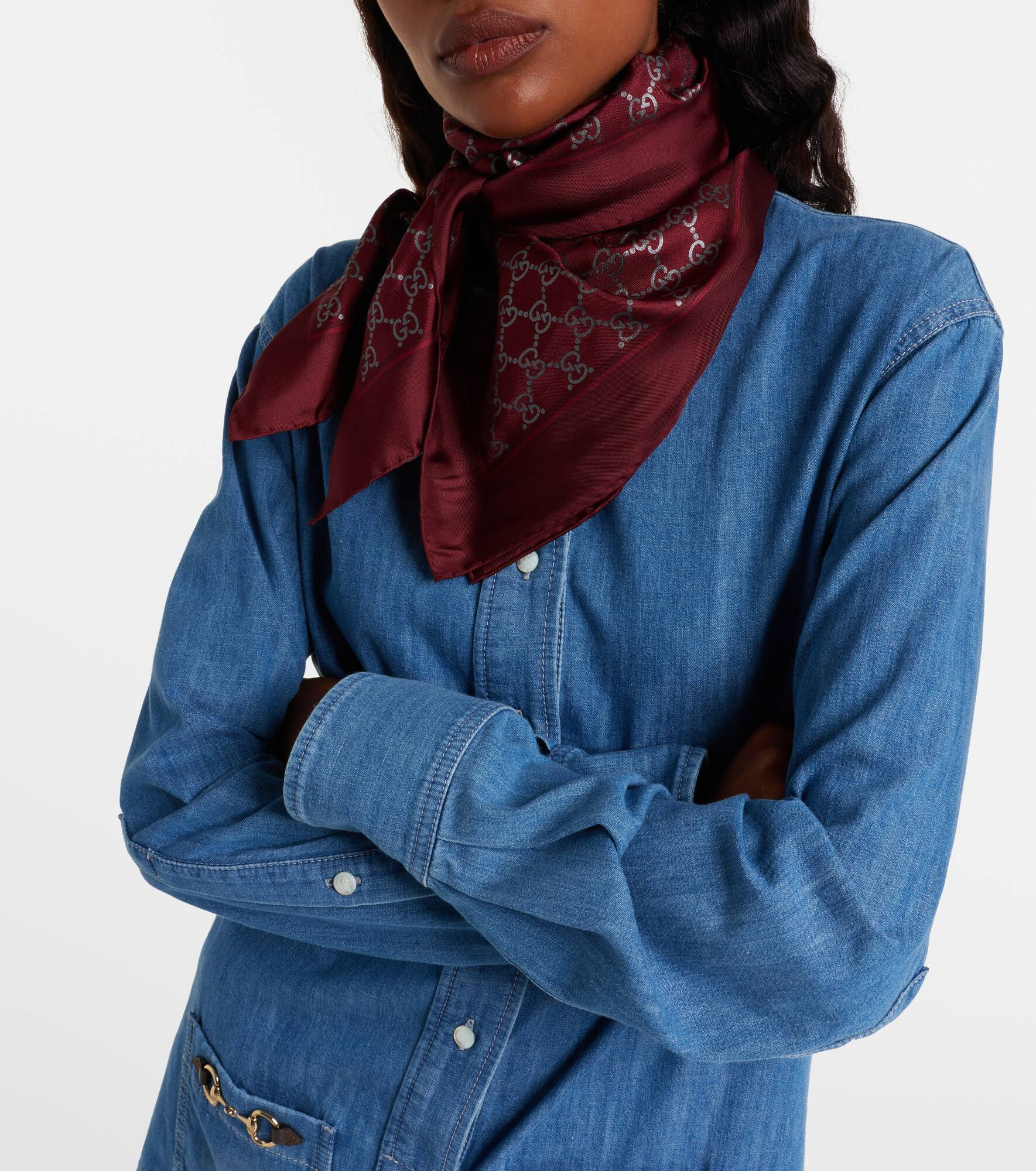 GG silk twill scarf - 2
