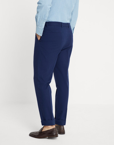 Brunello Cucinelli Cotton and kapok gabardine leisure fit trousers with pleat outlook