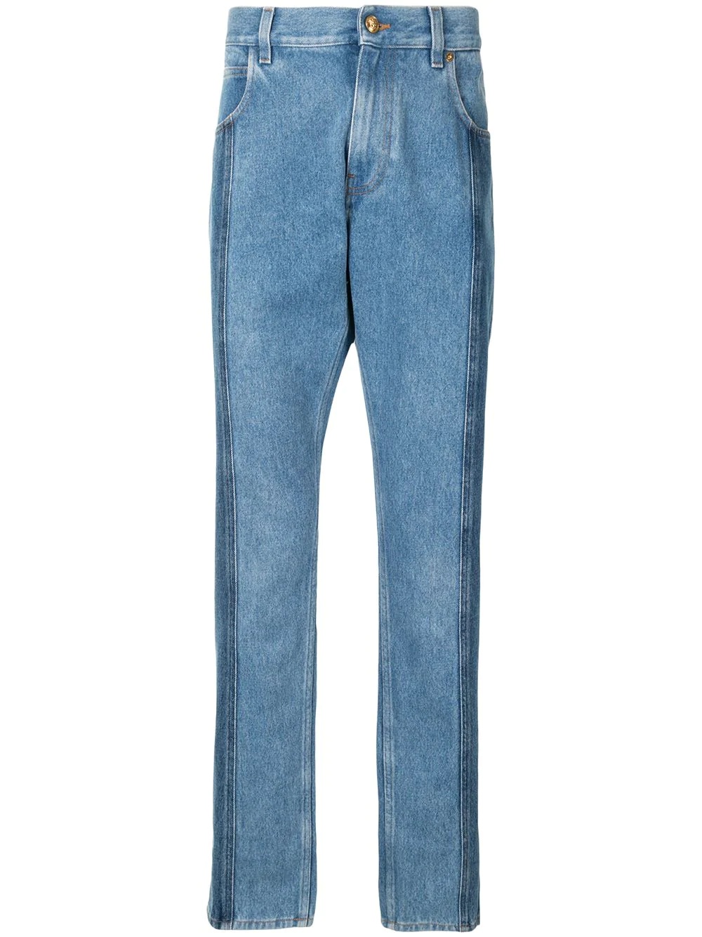 two-tone straight-leg jeans  - 1