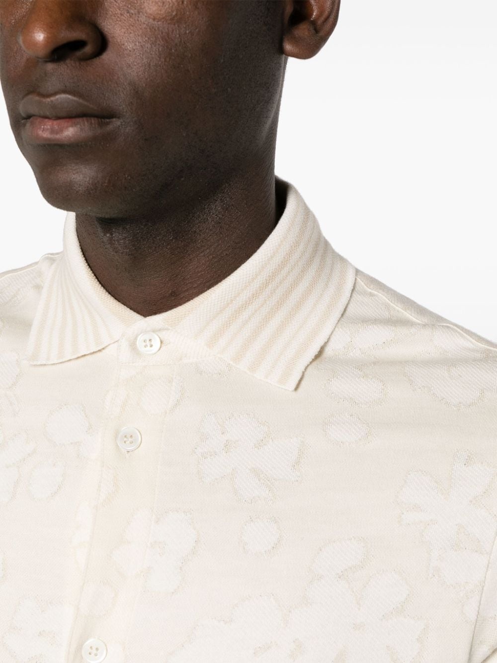 floral-jacquard cotton shirt - 5