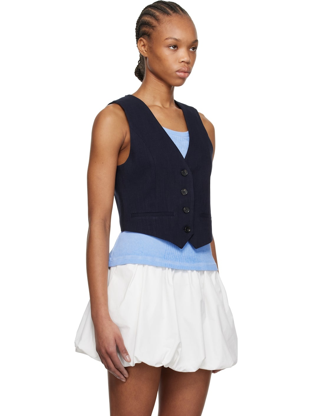 Navy Button Vest - 2