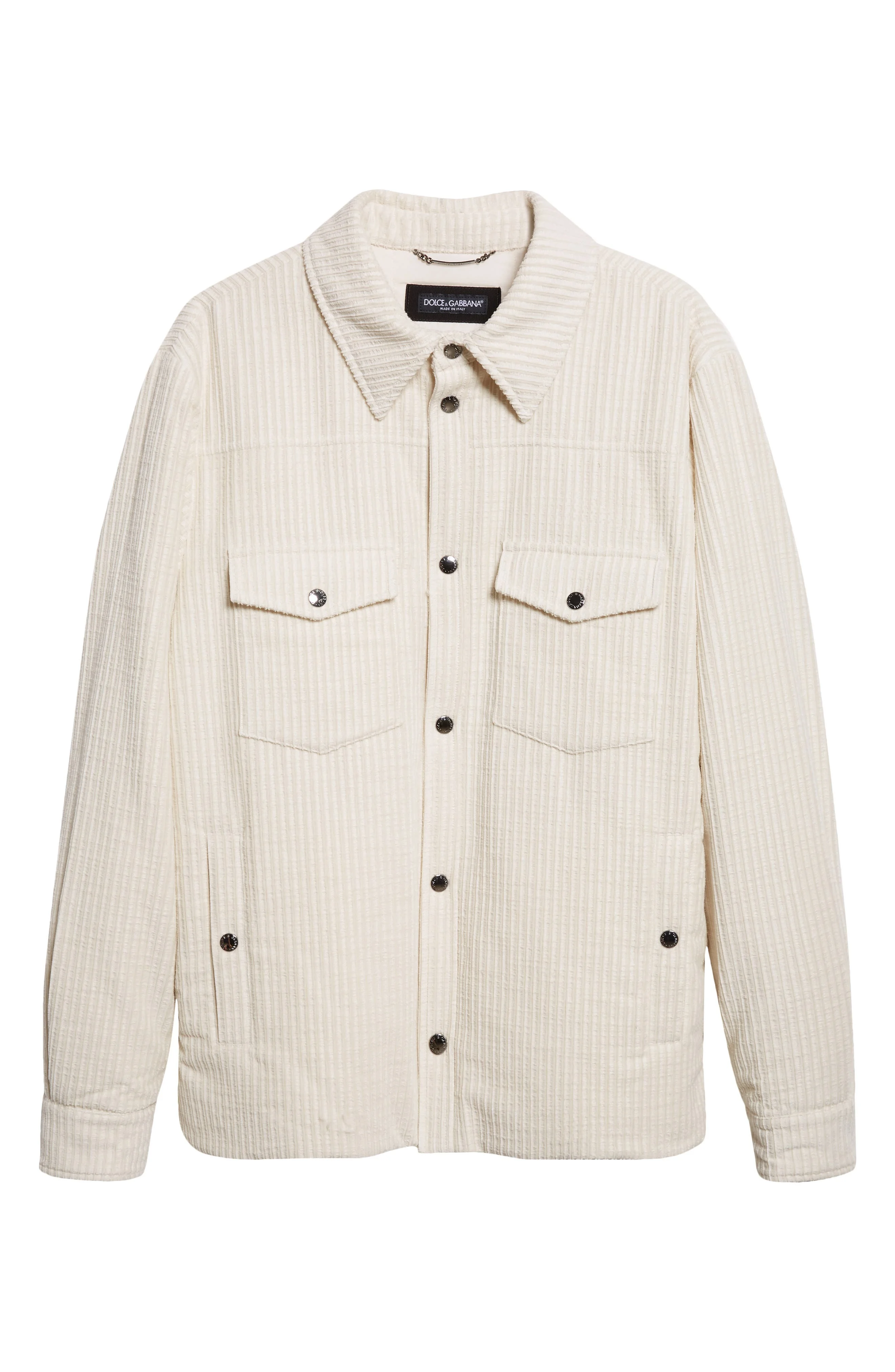 Dolce&Gabbana Cotton Corduroy Shirt Jacket in W0001 Bianco Naturale at Nordstrom - 1