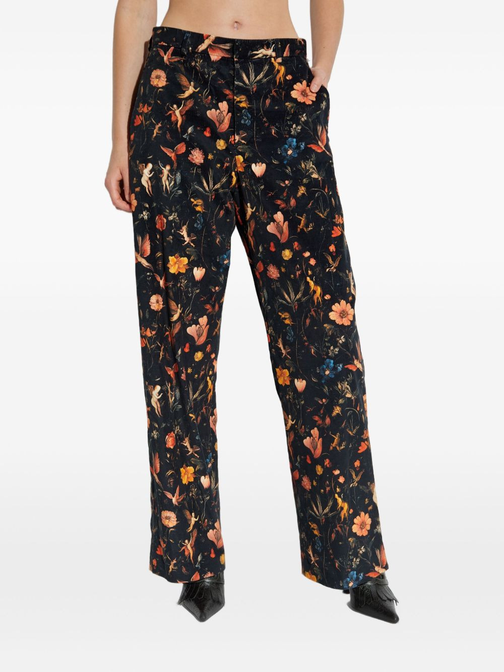 floral velvet trousers - 3