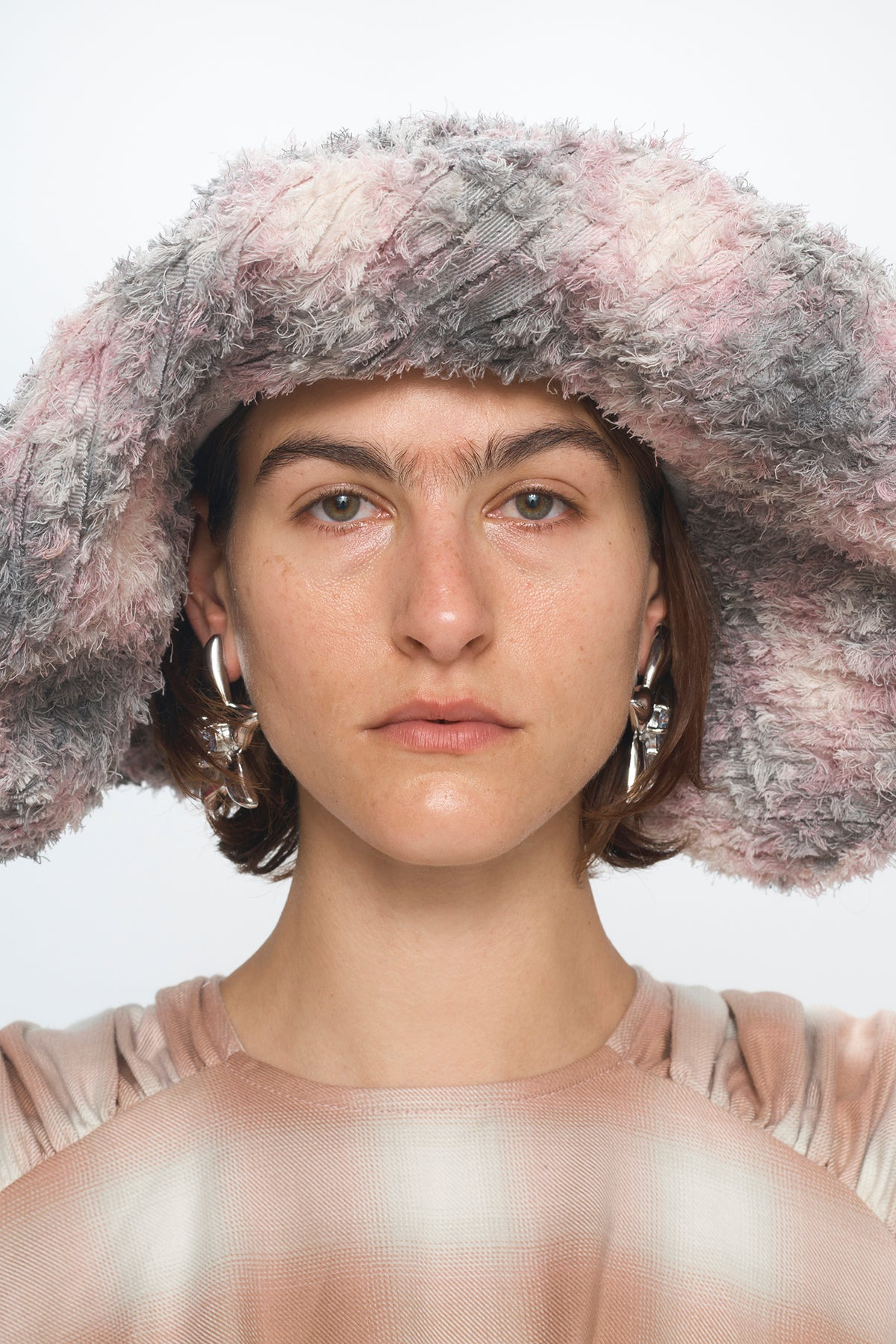 LAVENDER PLAID CLYDE X COLLINA STRADA MALA HAT - 3