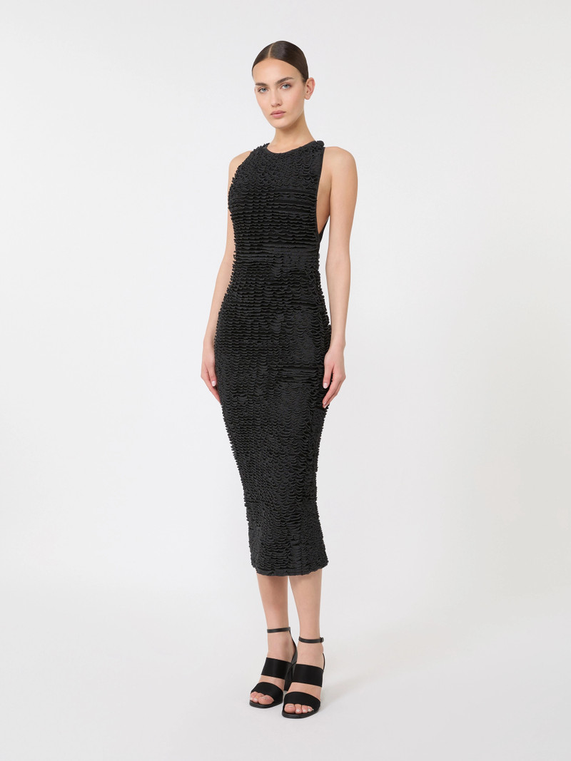 Max Mara TARO Viscose yarn dress with micro-flounces - BLACK outlook
