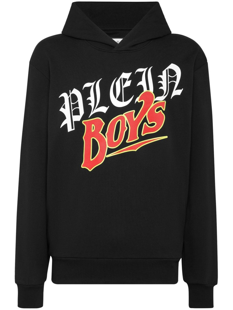 logo-print cotton hoodie 1