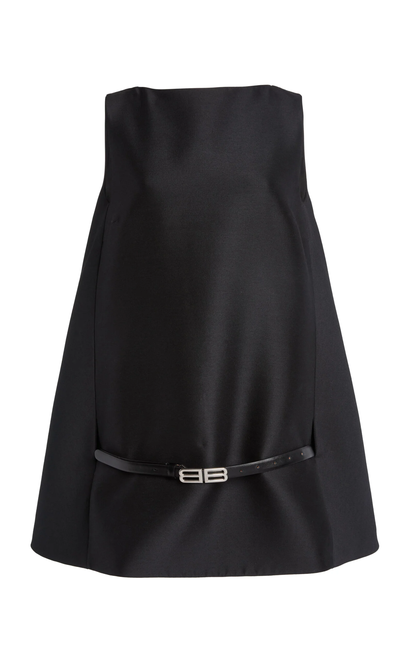 Belted Wool-Silk Mini Dress - 1