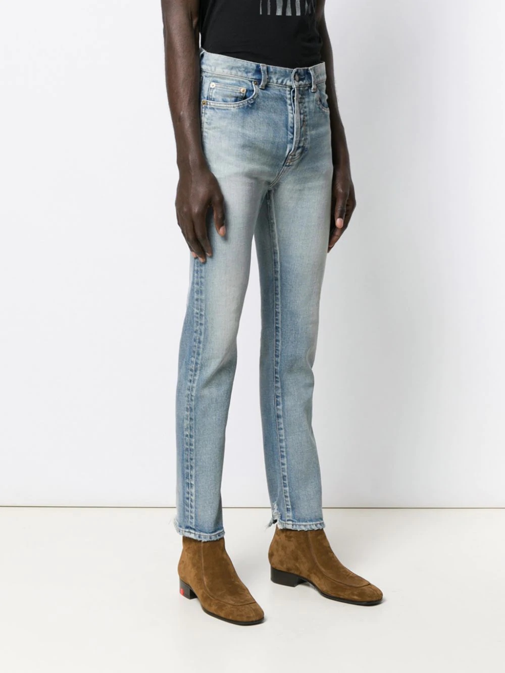 distressed straight-leg jeans - 3