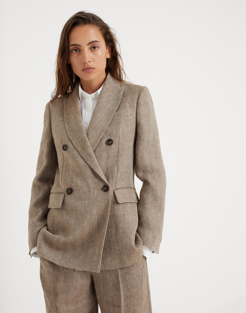 Irish linen chevron blazer with monili 1