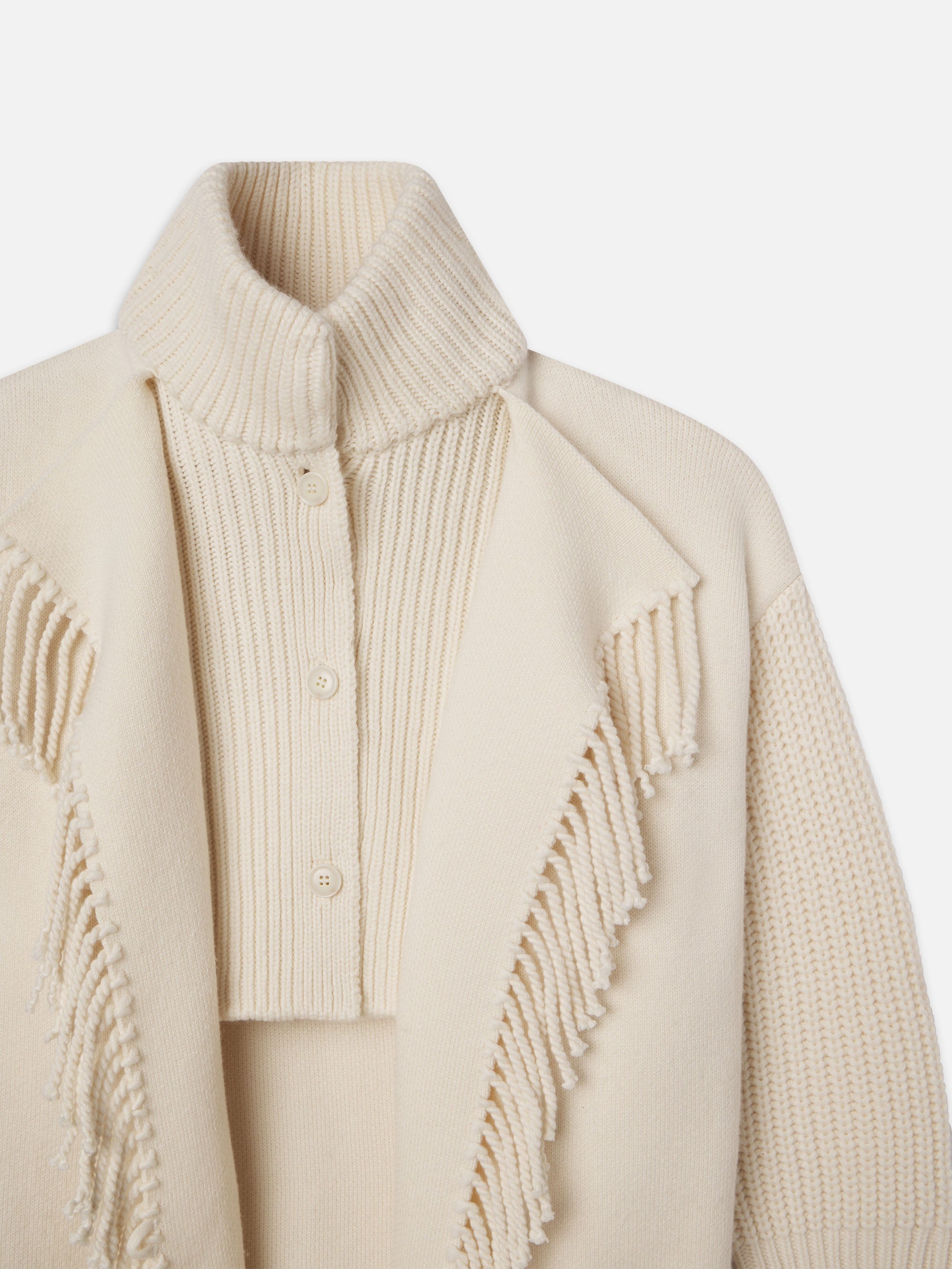 Jacquard Fringe Coat in Stone - 6