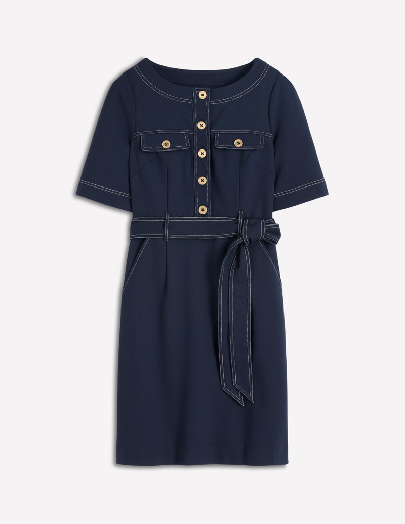 Bria Ponte Shift Dress-Navy 1
