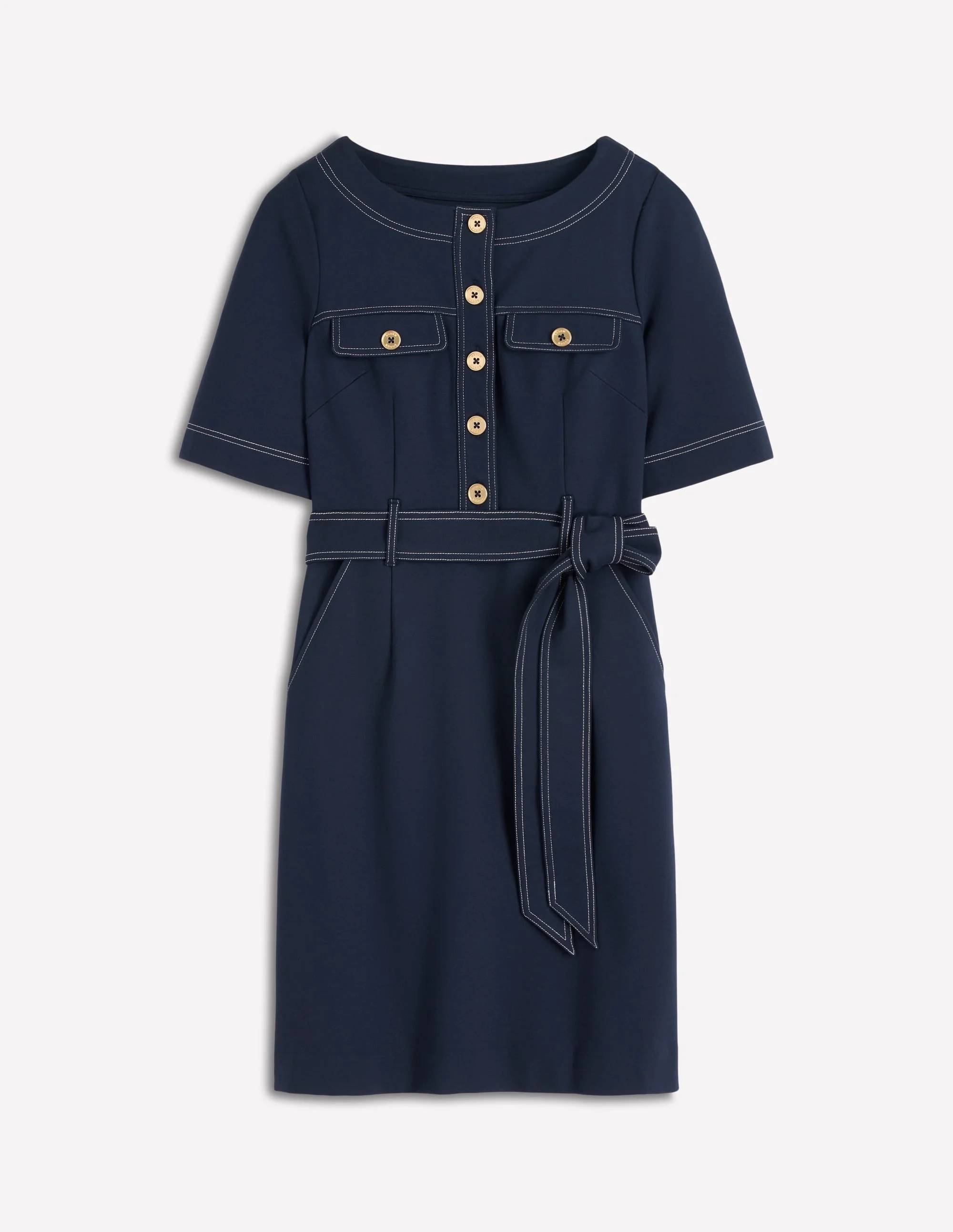 Bria Ponte Shift Dress-Navy - 1