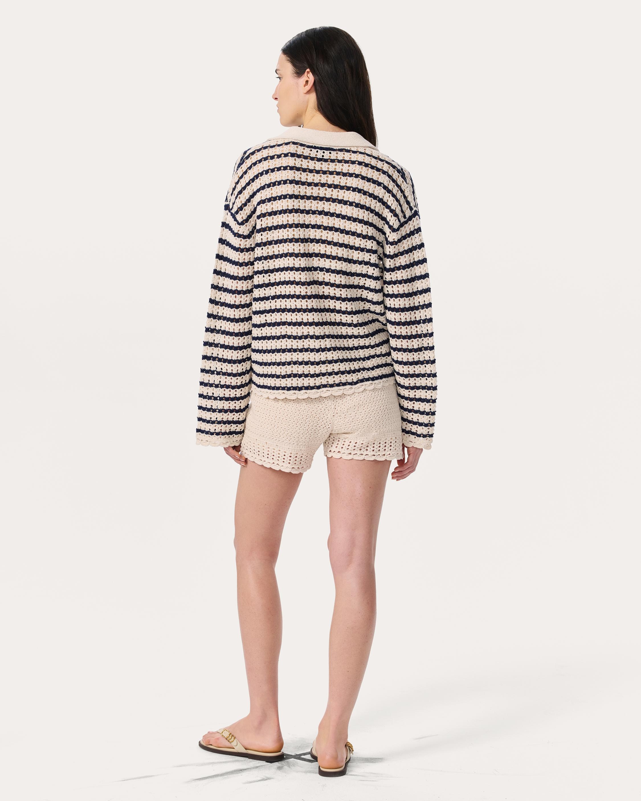 Khloe Striped Open-Knit Cardigan - 6