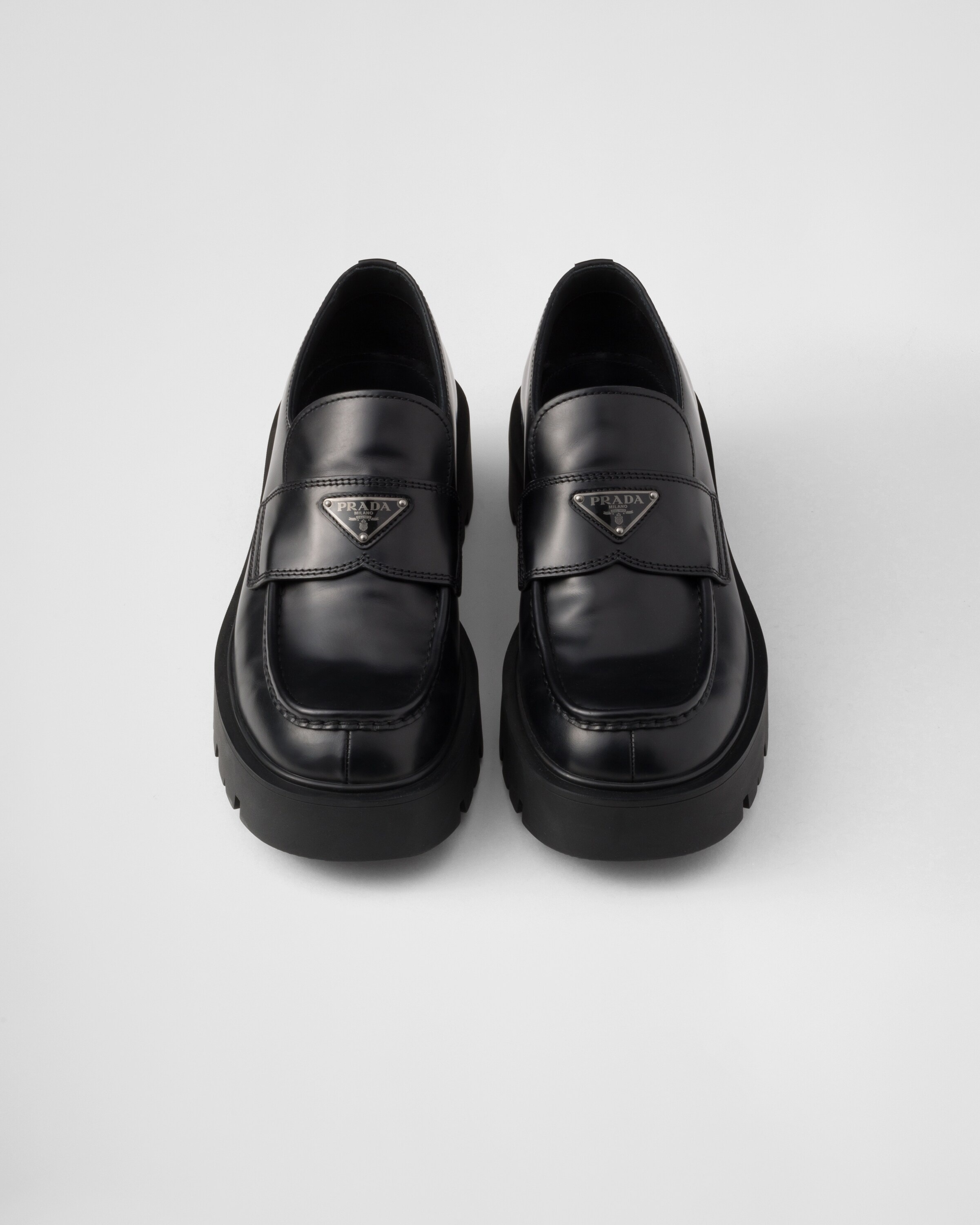 Brushed leather loafers - 3