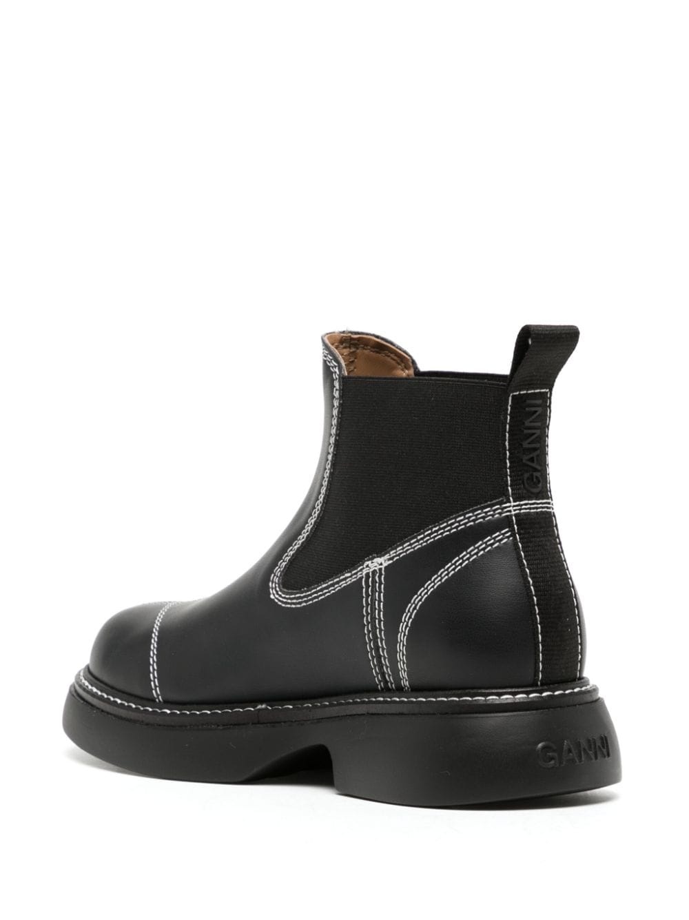 contrast-stitching leather boots - 3