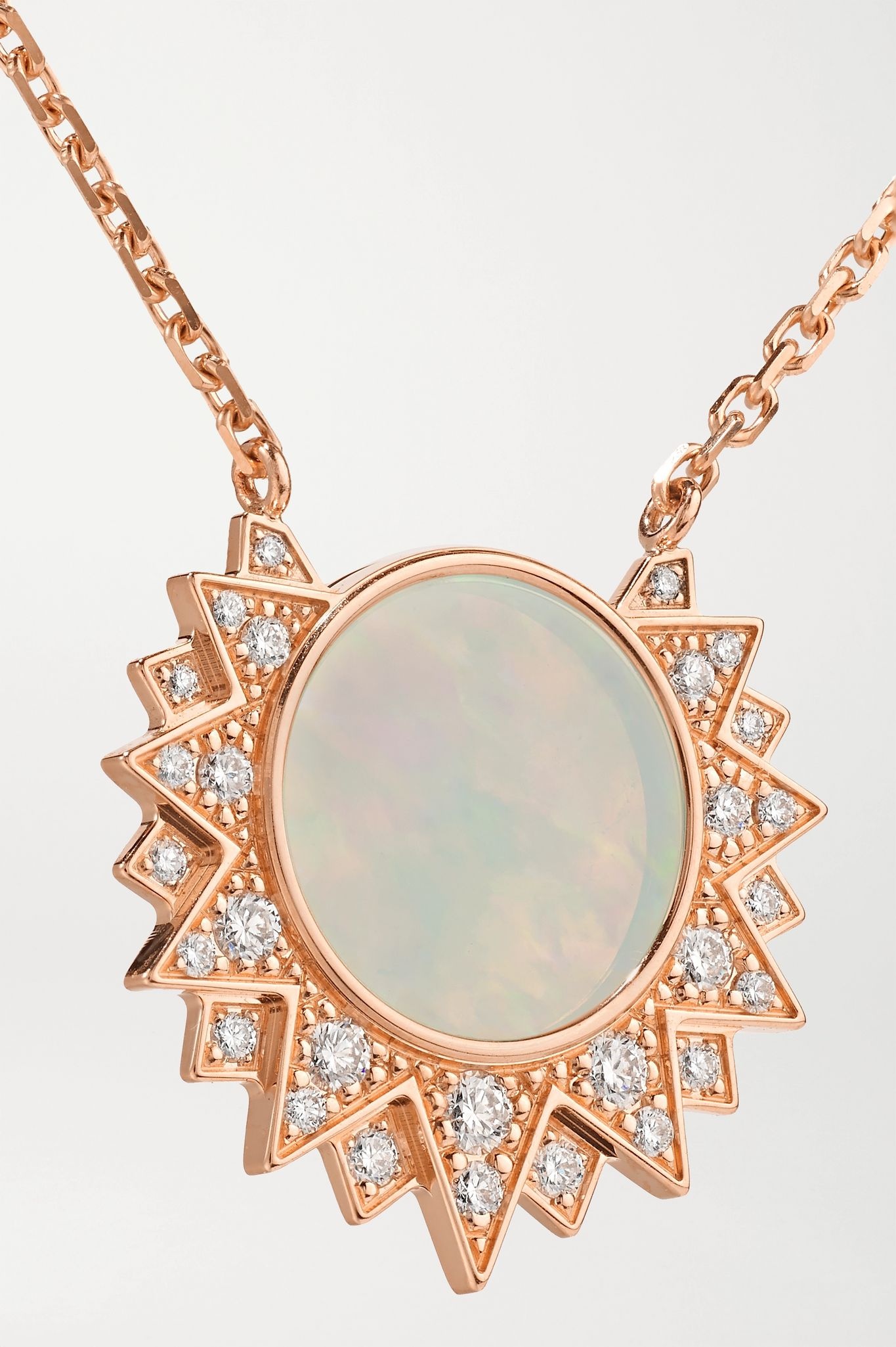 Sunlight 18-karat rose gold, opal and diamond necklace - 4