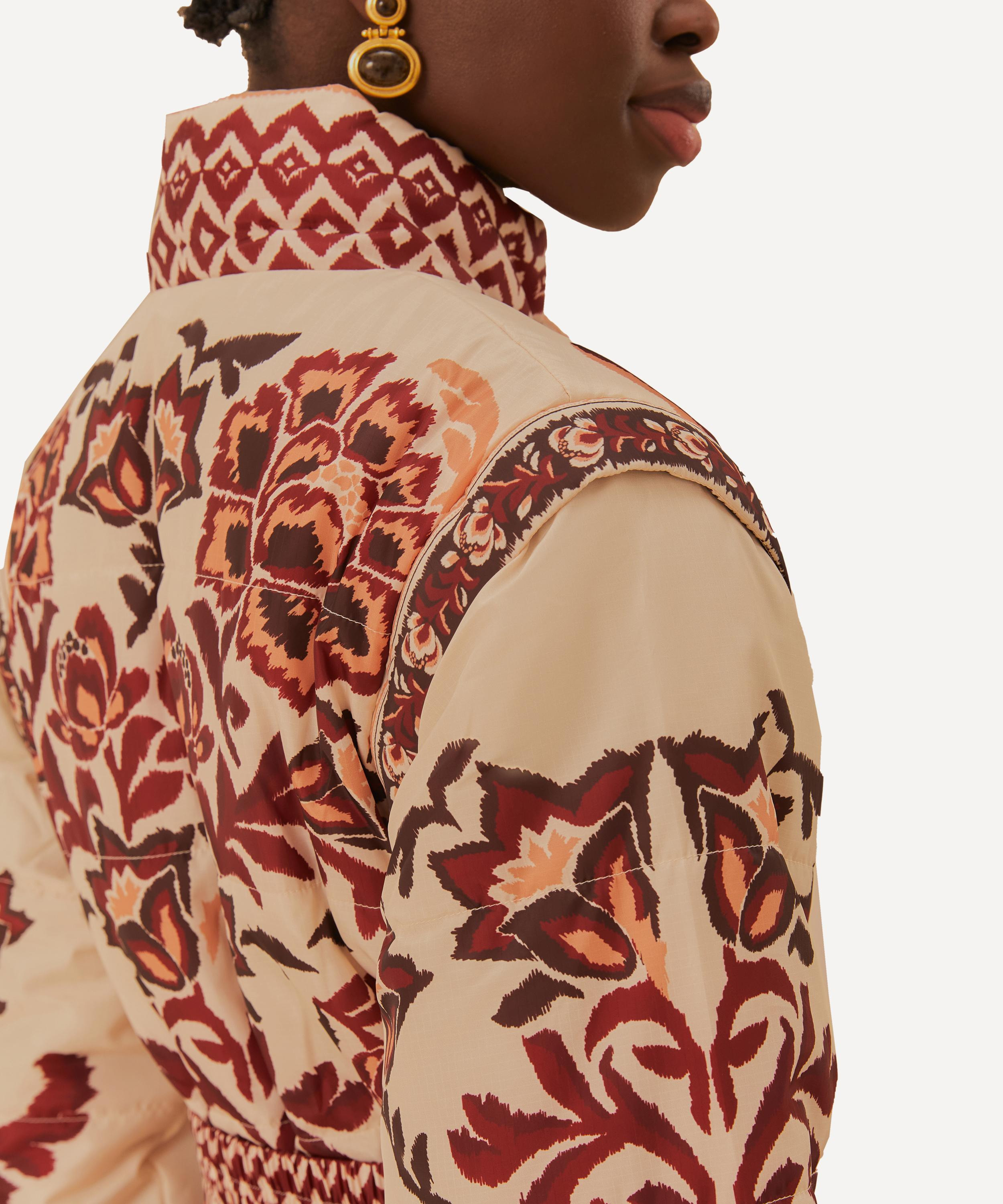 Cream Toucans Scarf Reversible Puffer Jacket - 6