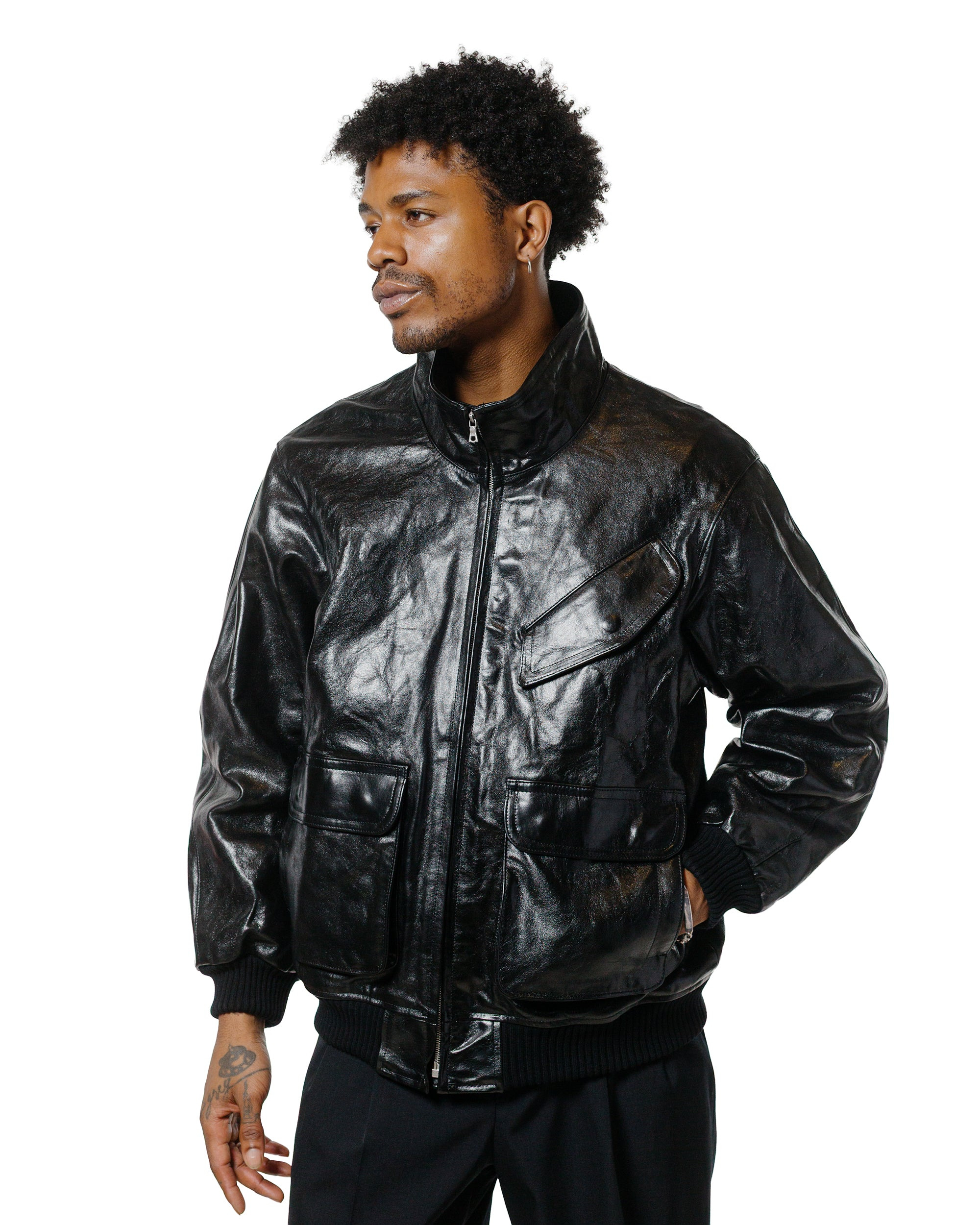 Lamb Leather Zip Blouson Black - 2