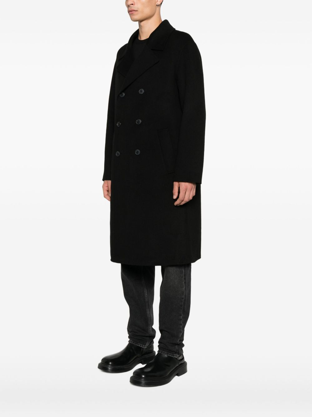 double-breasted patch-pockets coat - 3