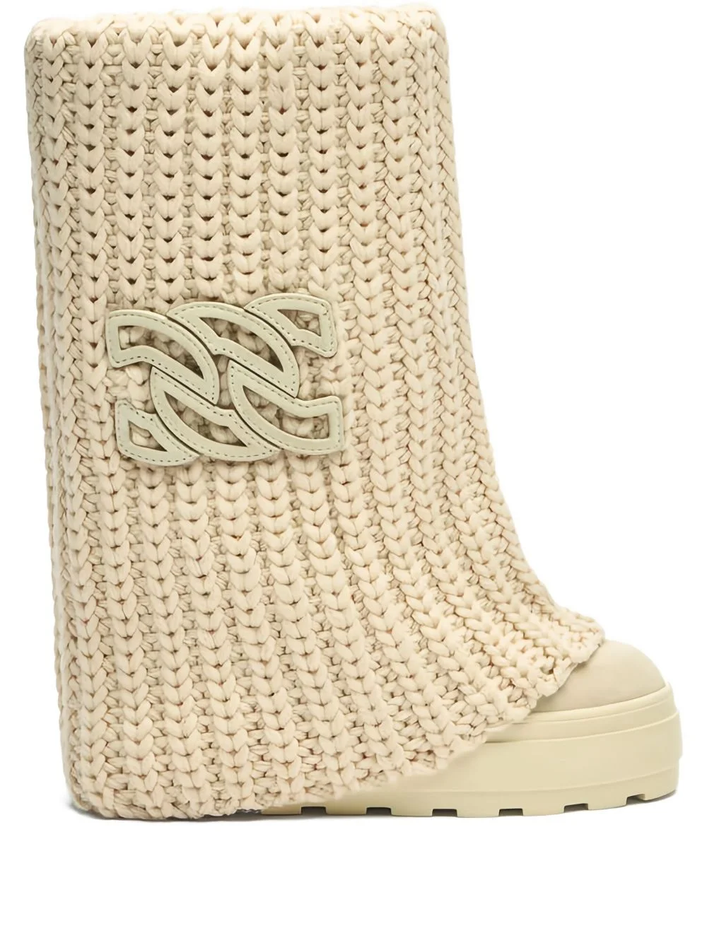 knitted logo-plaque boots - 1