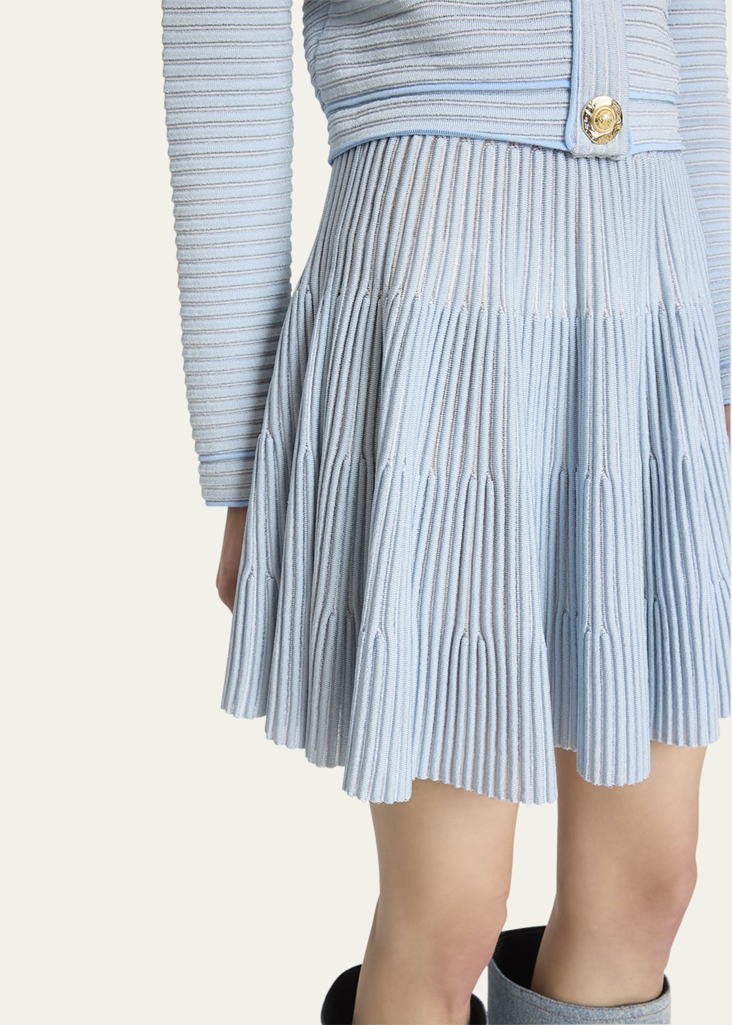Pleated Knit Flare Mini Skirt - 5