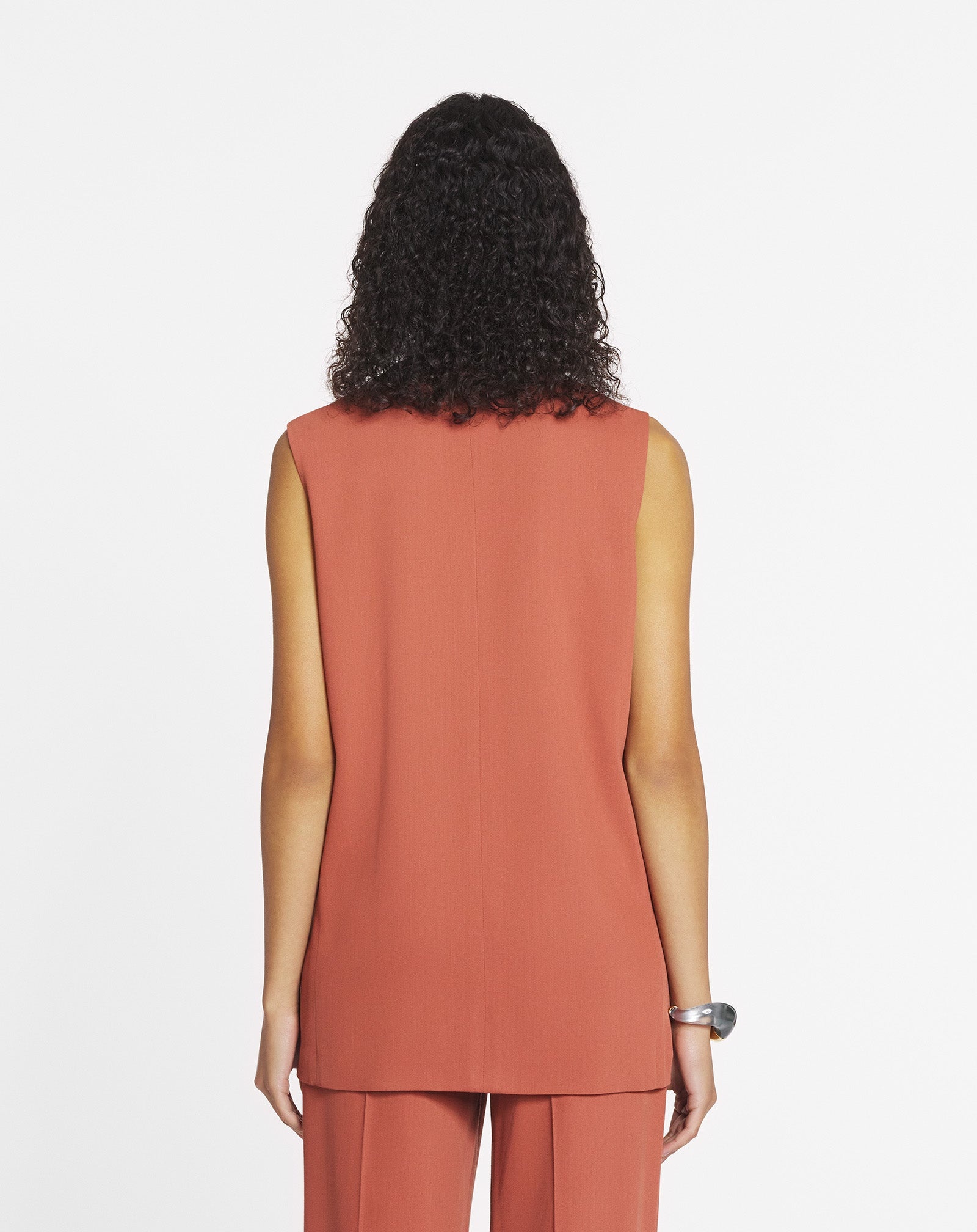 SLEEVELESS JACKET IN WOOL AND VISCOSE - 4