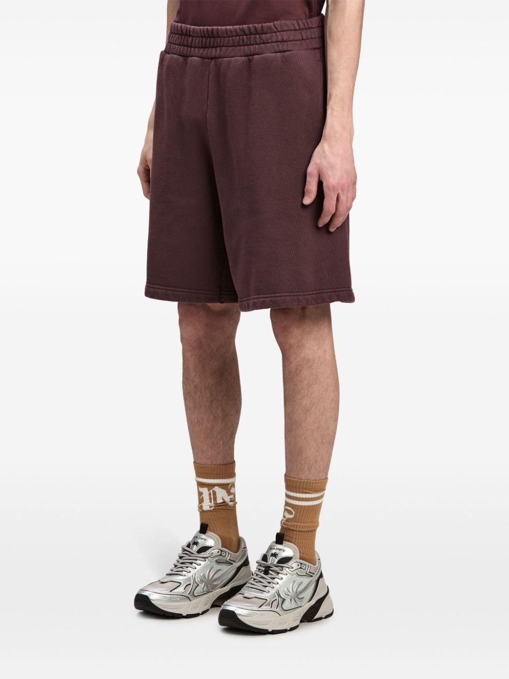 logo-print cotton track shorts - 4