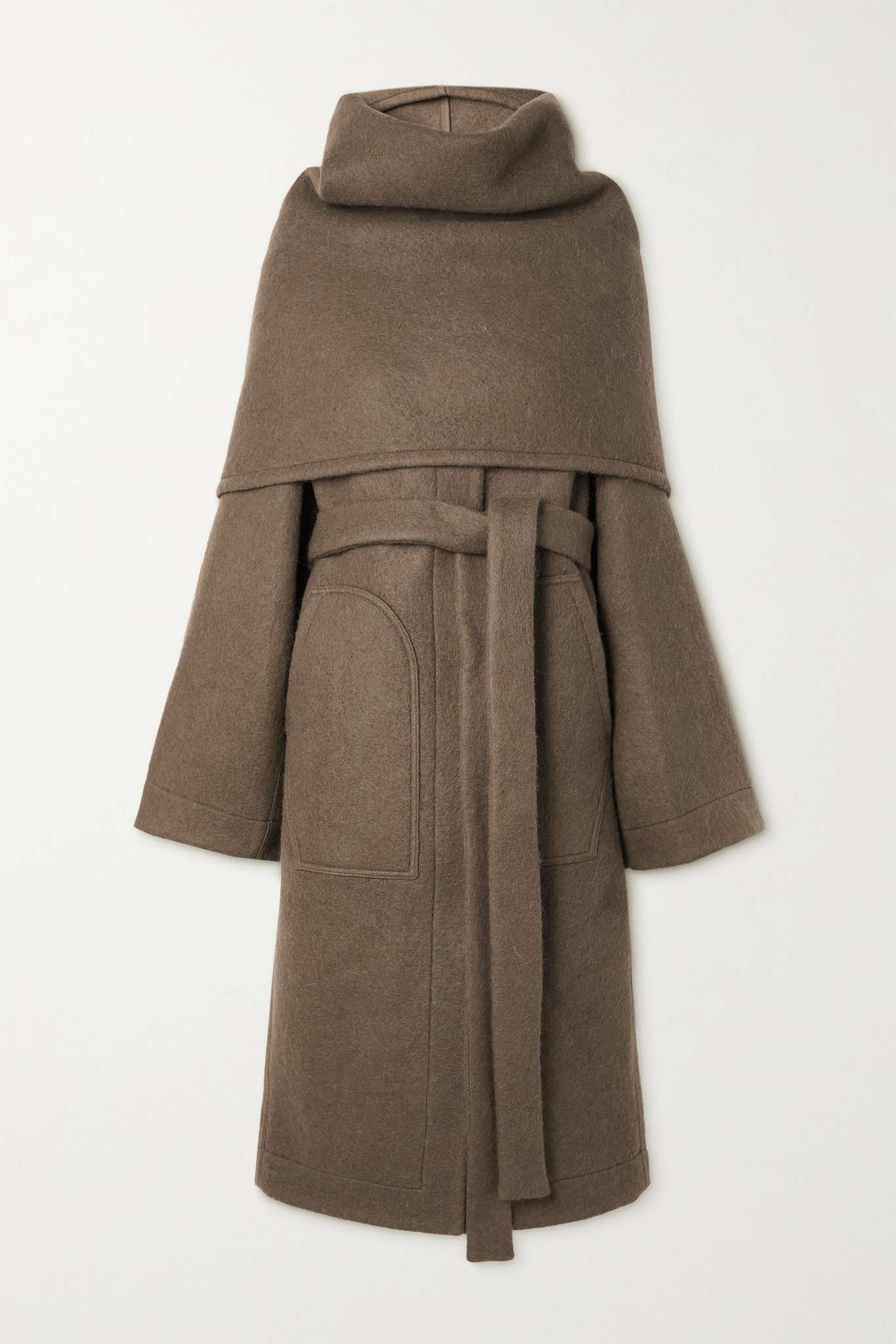 Dagger belted layered wool and alpaca-blend coat - 1